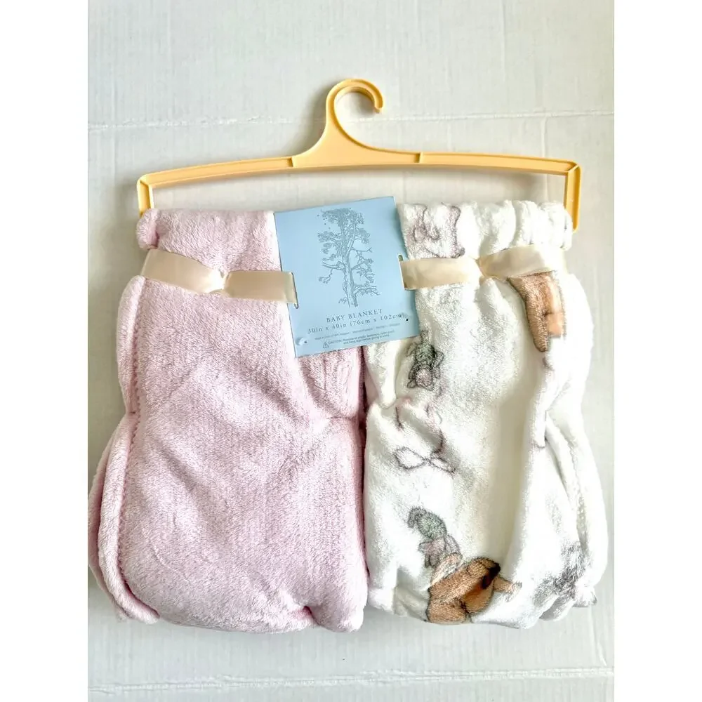 Pooh Bear Collection Winnie The Pooh Pink Baby 2 pc Blanket 30